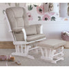 Alice Glider Chair and Ottoman White with Pillow