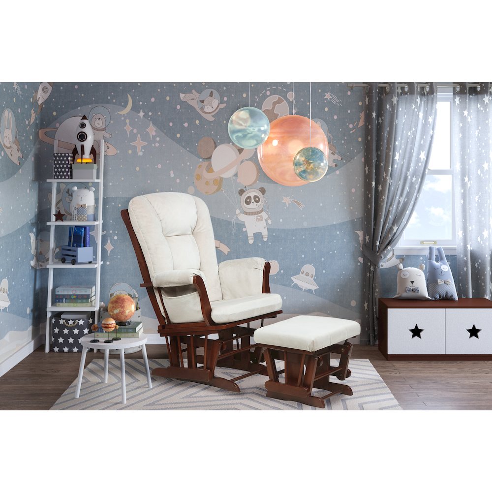 Alice Glider Chair and Ottoman Espresso without Pillow