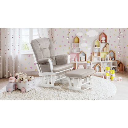 Alice Glider Chair and Ottoman White without Pillow