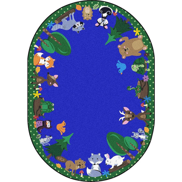 Kid Essentials Animals Among Us 5'4" x 7'8" Oval Area Rug in Color Multi