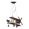 1-Light Brown Airplane Children's Lighting With Frosted White Glass