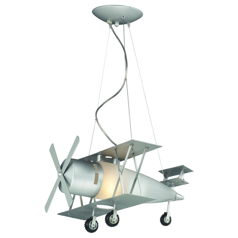 Childrens Lighting Silver Metal & Glass Plane