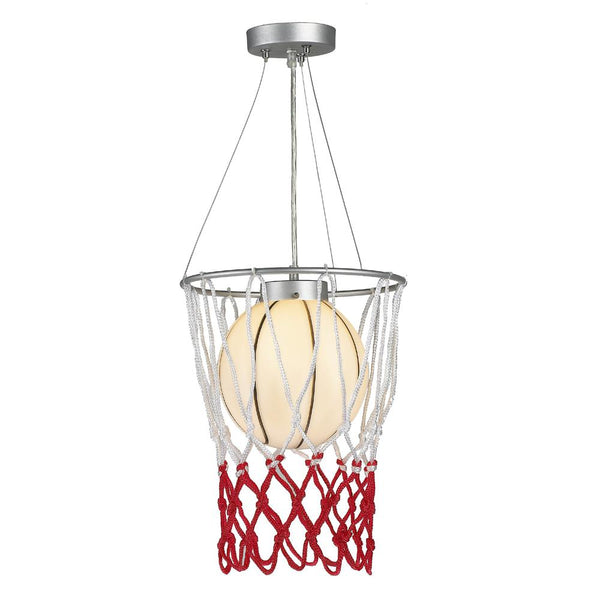 Childrens Lighting Chrome Metal & Glass Basket Hoop