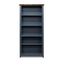 5-Shelf Blue and Brown Finish Solid Wood Bookshelf