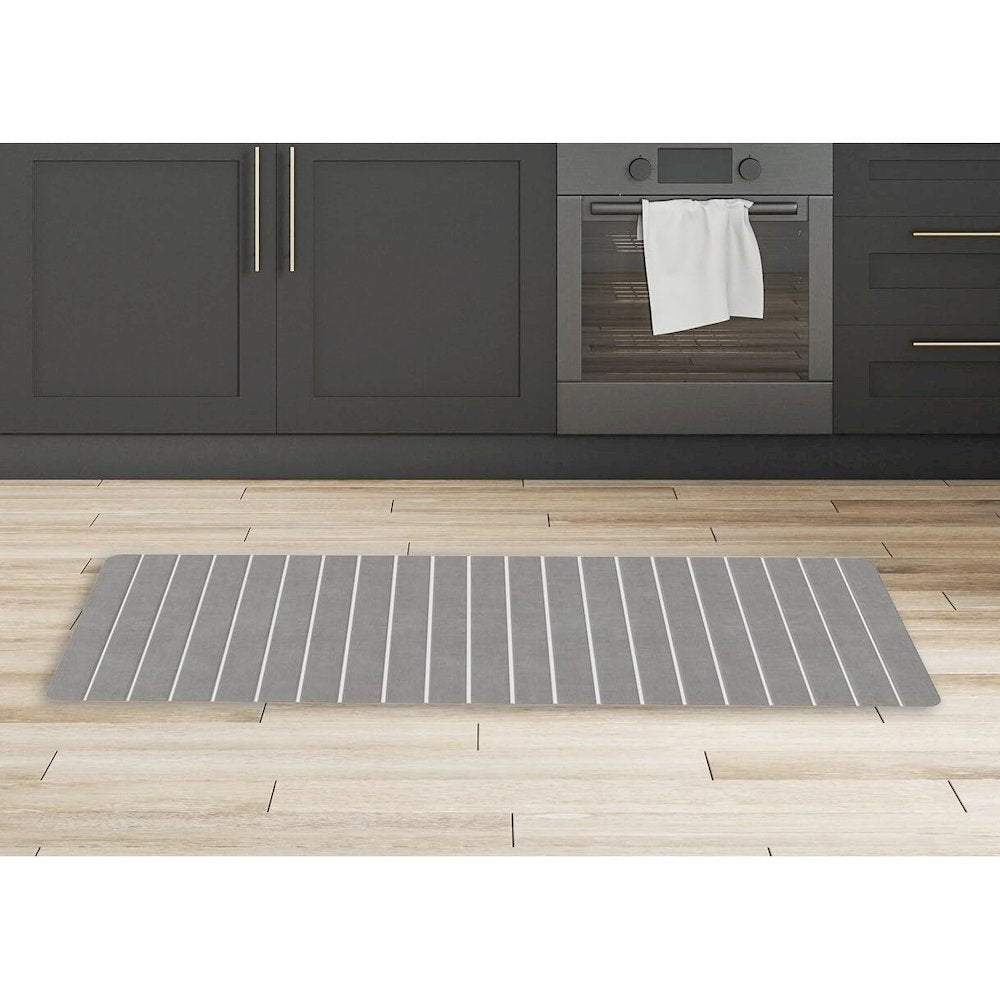Diatomite Quick-Dry Stone Extra Large 58" x 21" Kitchen Mat in Gray