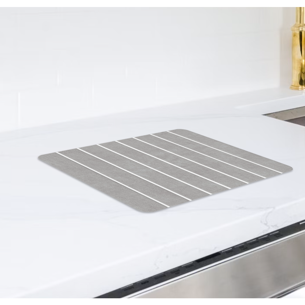 Super Absorbent Diatomite Stone Kitchen Drying Mat - Gray, Small