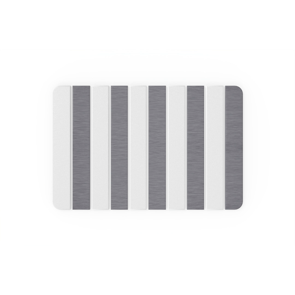 Diatomite Quick-Dry Stone Medium 24" x 15" Kitchen Floor Mat in White and Gray