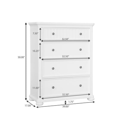 Savannah 4-Drawer Chest - White Finish