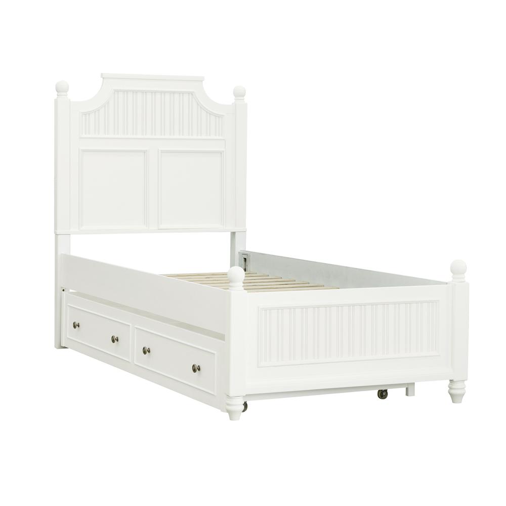 Savannah Twin Poster Bed with Trundle - White Finish