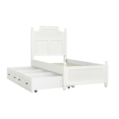 Savannah Twin Poster Bed with Trundle - White Finish