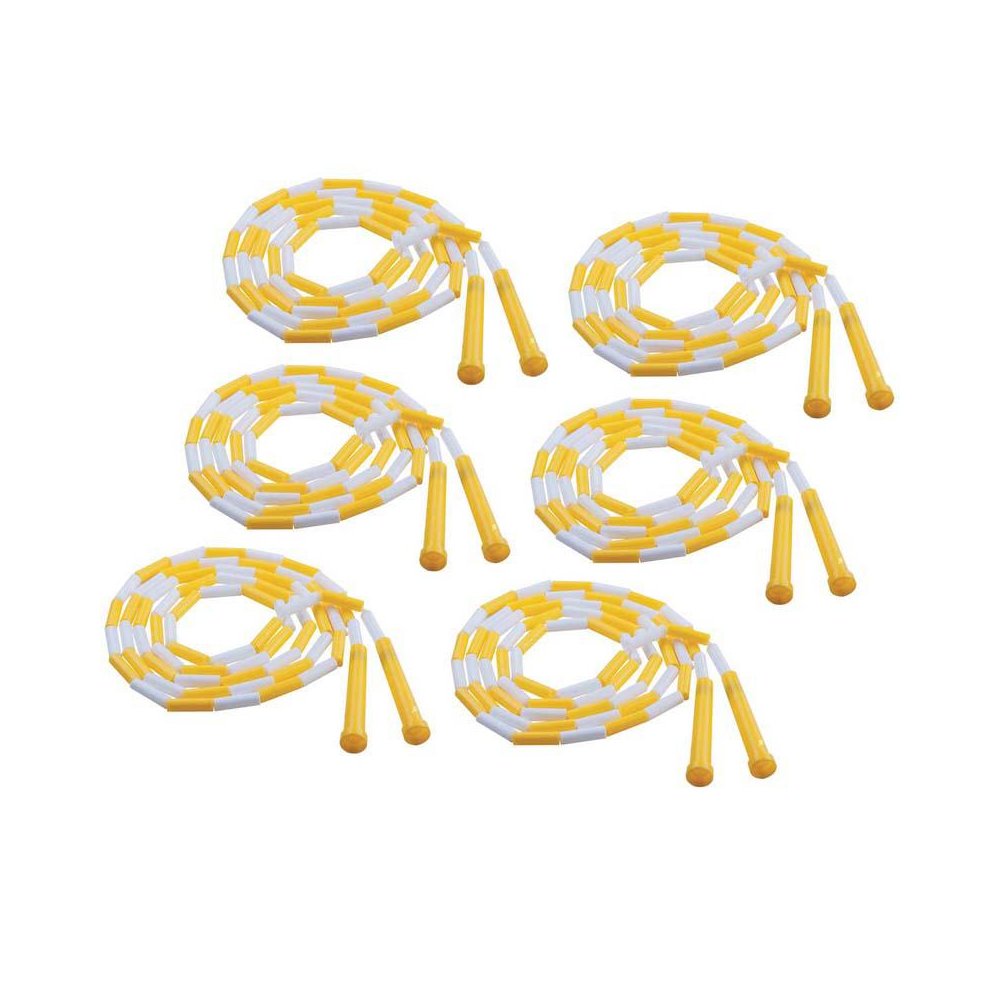 Plastic Segmented Jump Rope 8', Yellow & White, Pack of 6