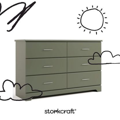 Brookside 6-Drawer Dresser- Olive
