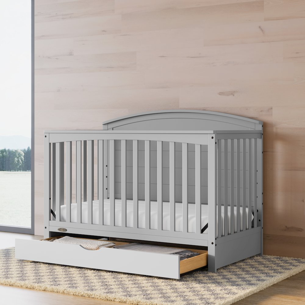 Graco Bellwood 5-in-1 Convertible Crib with Drawer (Pebble Gray)