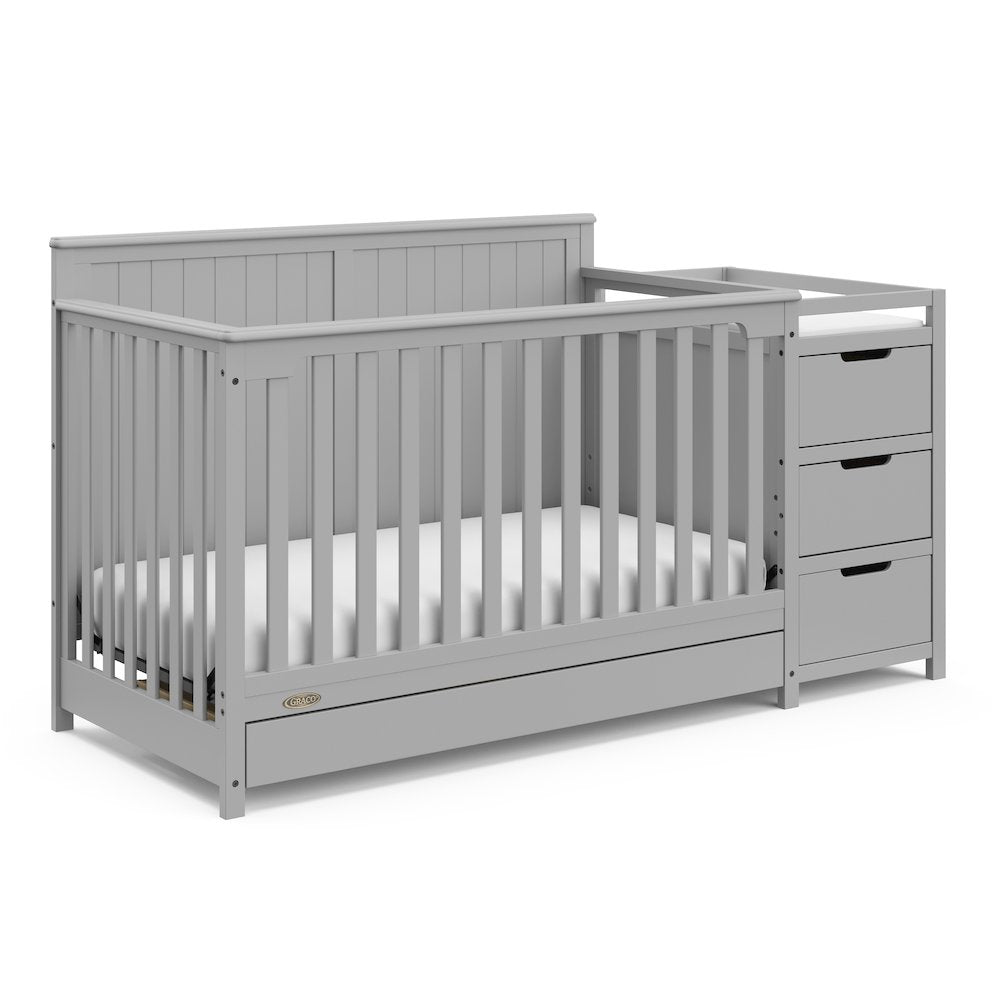 Graco Hadley 5-in-1 Convertible Crib and Changer with Drawer (Pebble Gray)