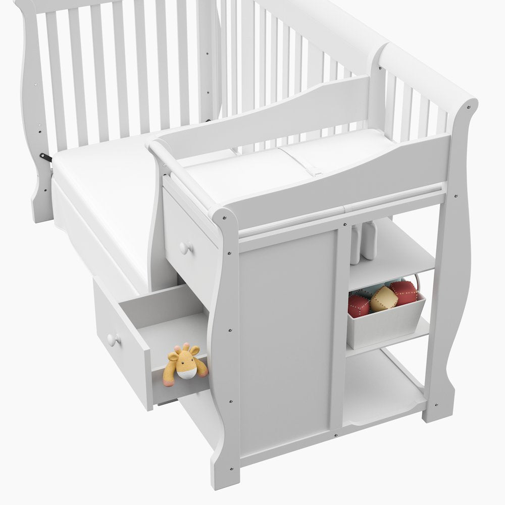 Storkcraft Portofino 4-in-1 Convertible Crib and Changer - White