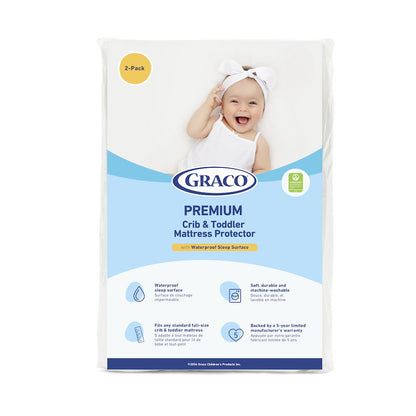 Graco Premium Waterproof Crib and Toddler Mattress Protector - 2 Pack