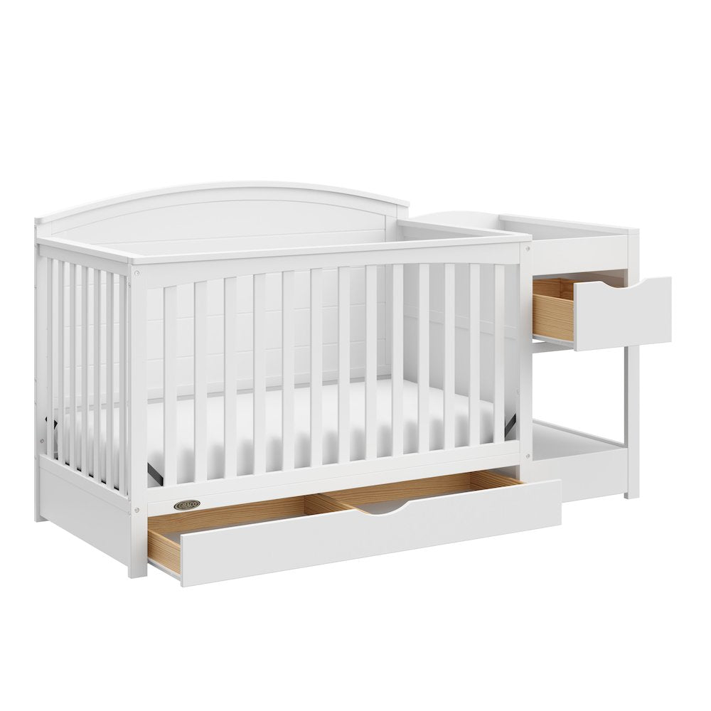 Graco Bellwood 5-in-1 Convertible Crib & Changer with Drawer (White)