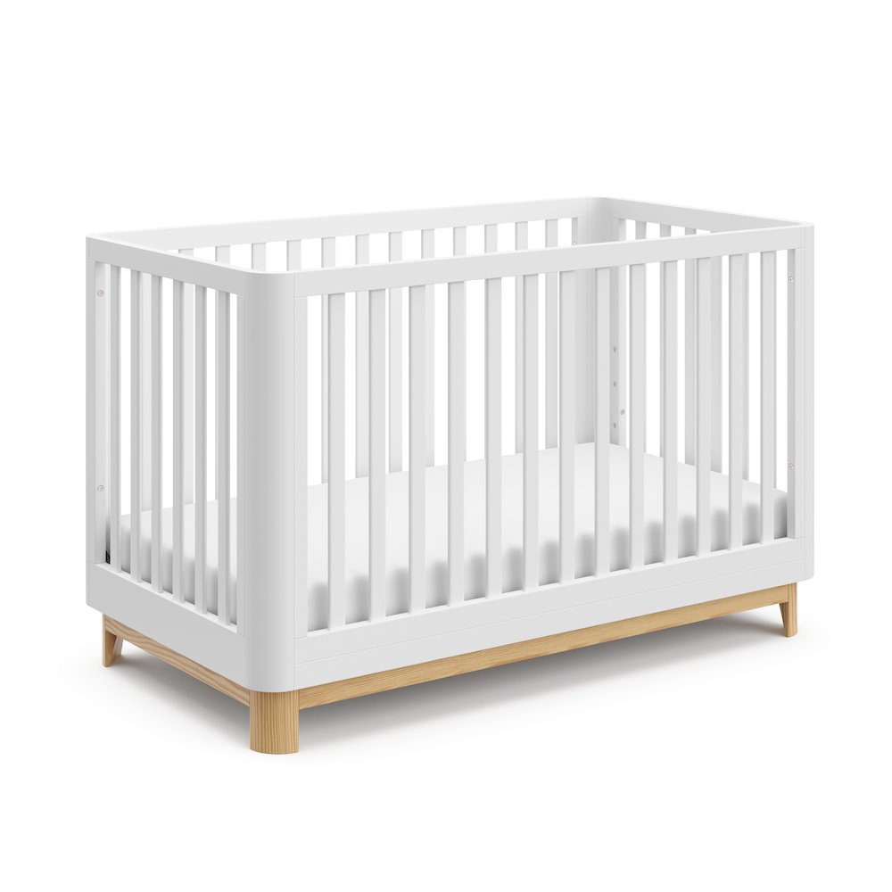Storkcraft Santos 3-in-1 Convertible Crib (White with Natural)