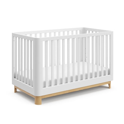Storkcraft Santos 3-in-1 Convertible Crib (White with Natural)