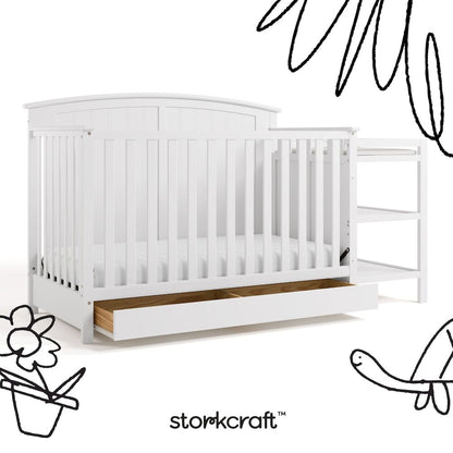 Steveston 5-in-1 Convertible Crib and Changer with Drawer - White