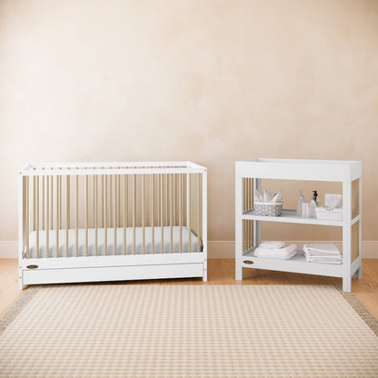 Graco Teddi 5-in-1 Convertible Crib with Drawer - White with Driftwood