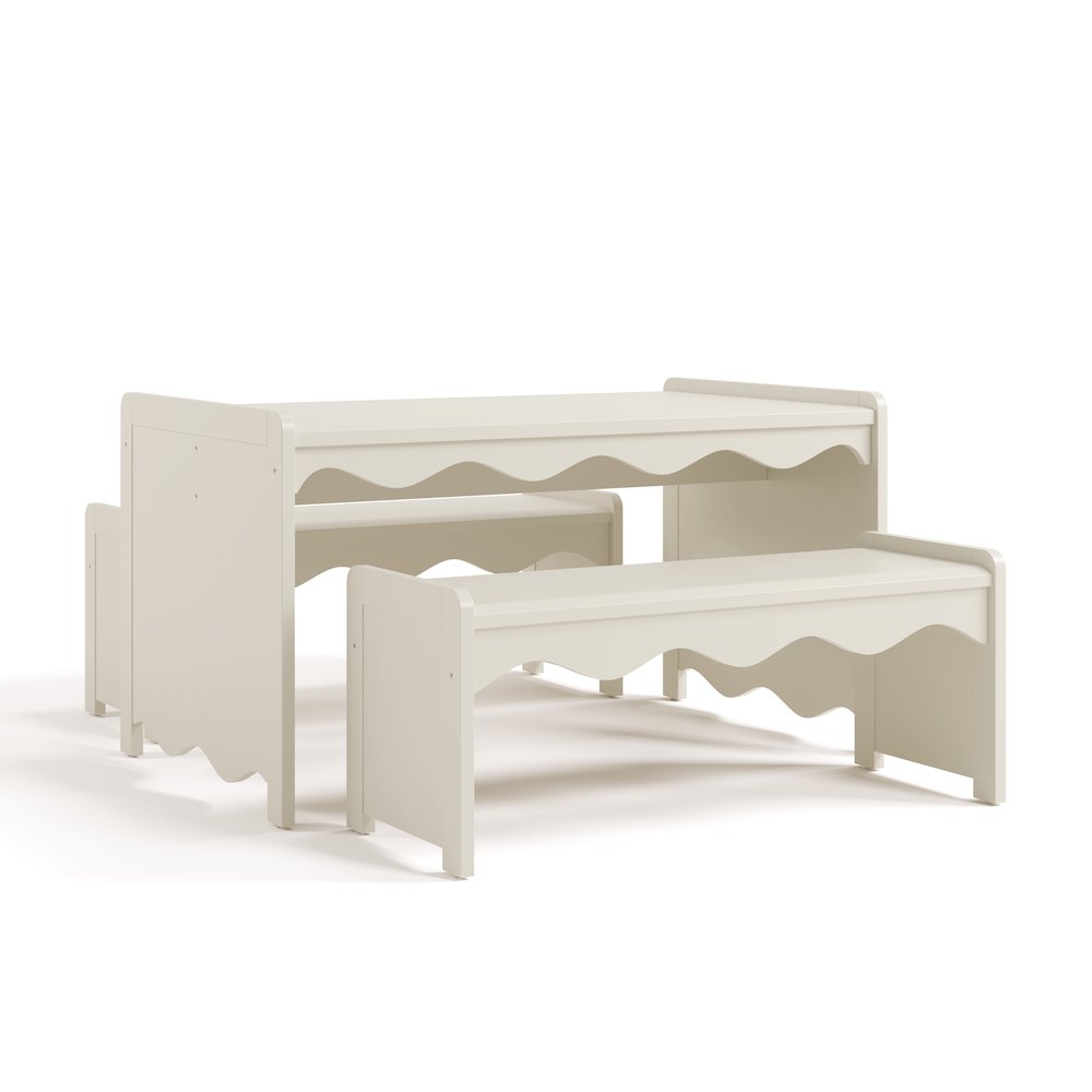 Casablanca Table & Bench Set-Frosted Oat