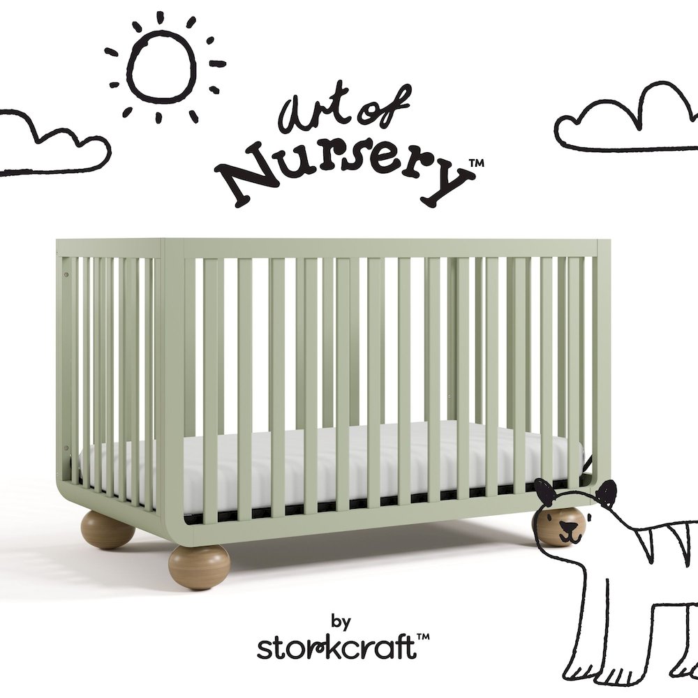 Amalfi Convertible Crib- Sage/Driftwood