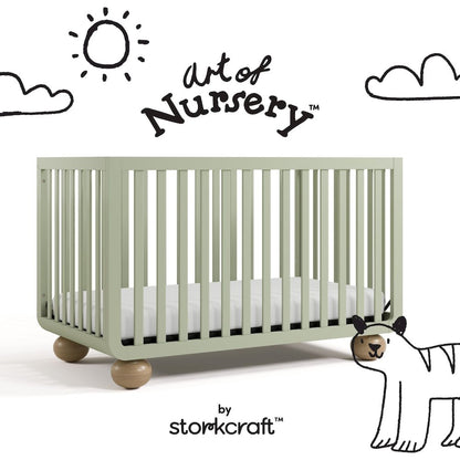 Amalfi Convertible Crib- Sage/Driftwood