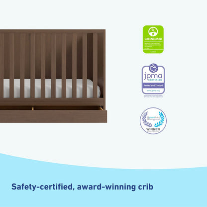 Theo 3-in-1 Convertible Crib with Drawer - Hazelnut