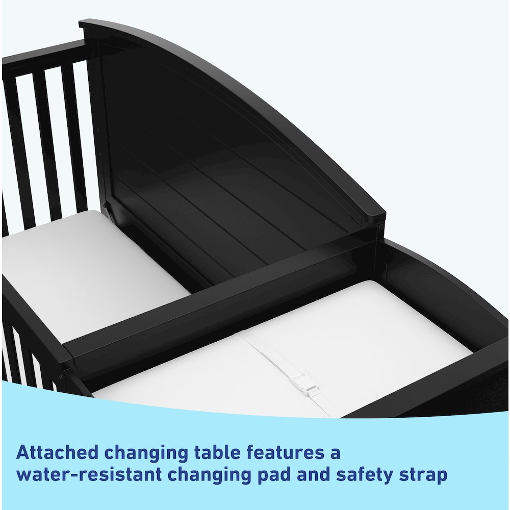 Graco Bellwood 5-in-1 Convertible Crib & Changer with Drawer (Black)