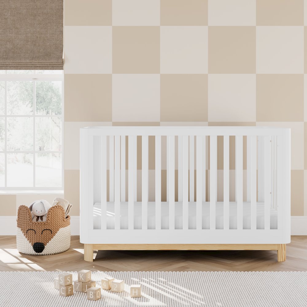 Storkcraft Santos 3-in-1 Convertible Crib (White with Natural)