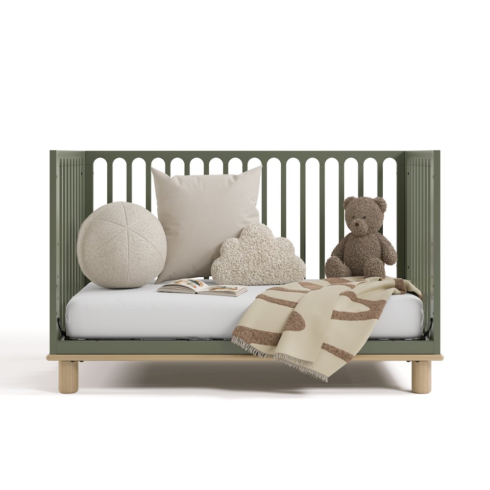 Sicily Convertible Crib- Olive/Driftwood