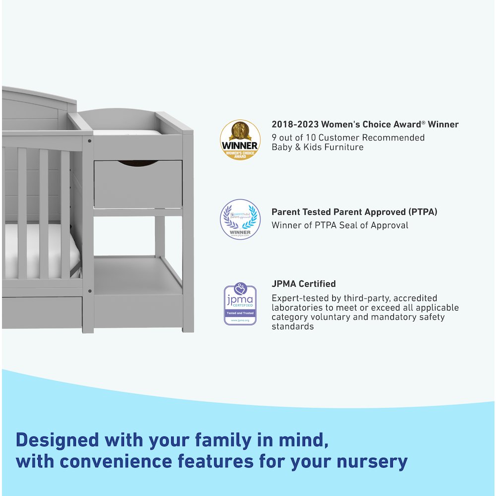 Graco Bellwood 5-in-1 Convertible Crib & Changer with Drawer (Pebble Gray)