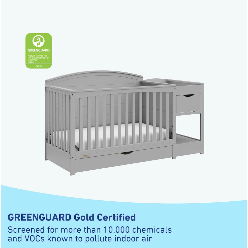 Graco Bellwood 5-in-1 Convertible Crib & Changer with Drawer (Pebble Gray)