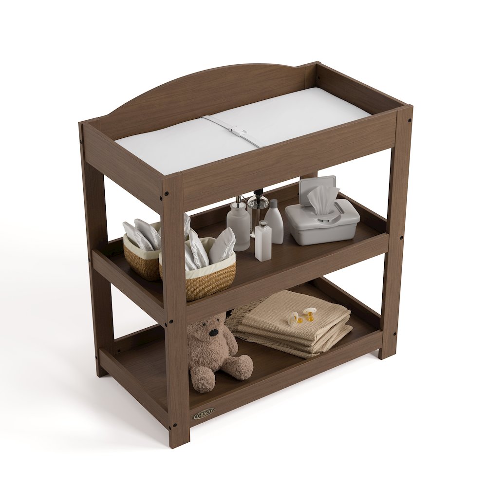 Customizable Changing Table with Water-Resistant Changing Pad - Hazelnut
