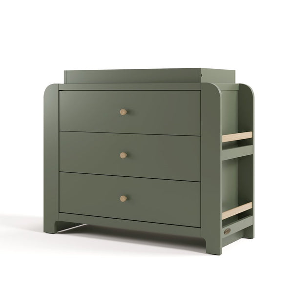 Read-With-Me 3 Drawer Chest with Topper -Olive/Driftwood