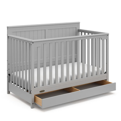 Graco Hadley 5-in-1 Convertible Crib with Drawer (Pebble Gray)