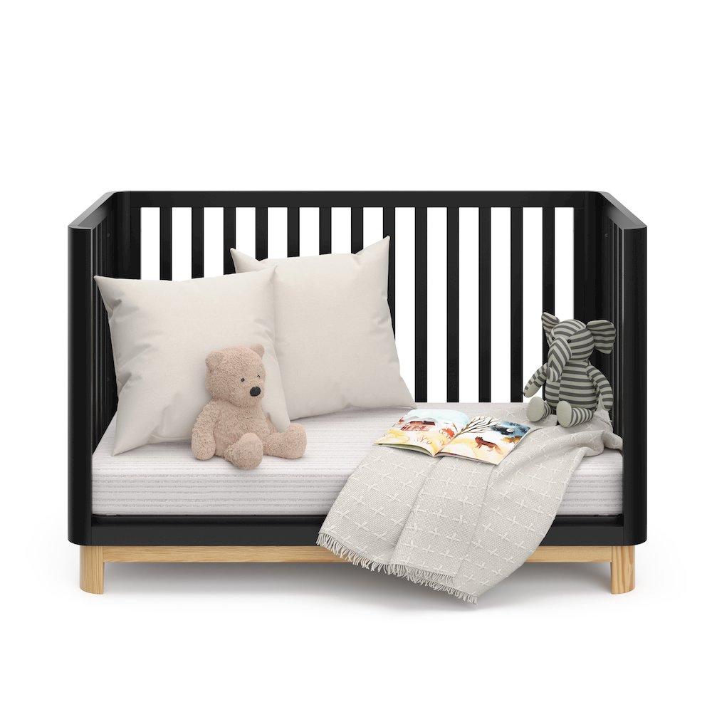 Storkcraft Santos 3-in-1 Convertible Crib (Black with Natural)
