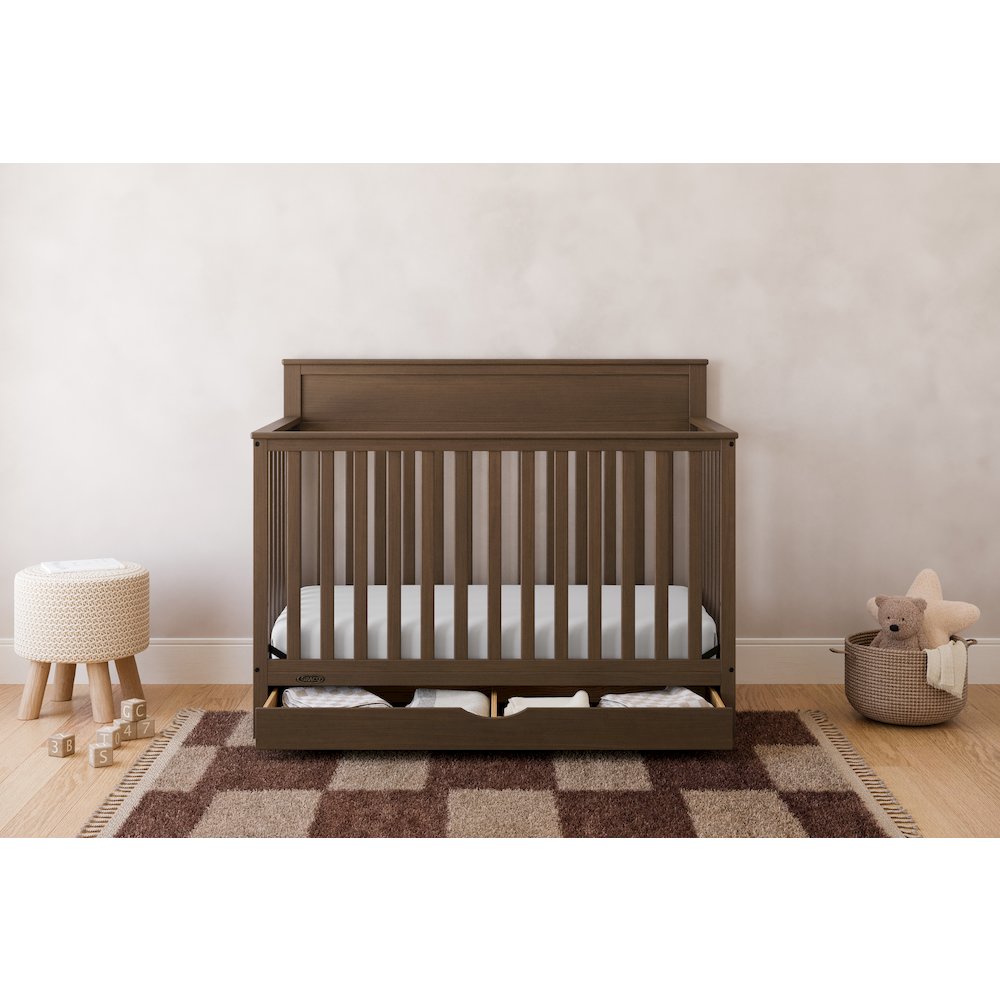 Shiloh Convertible Crib with Drawer - Hazelnut