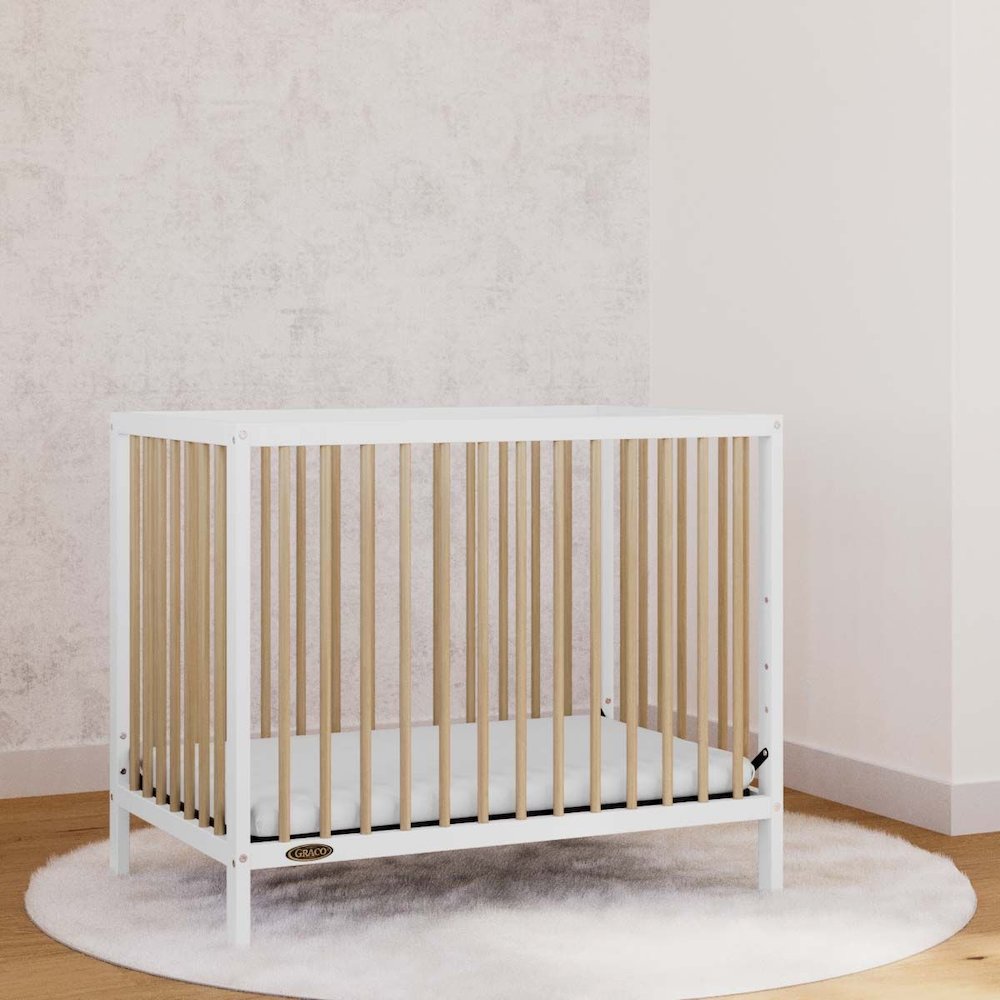 Graco Teddi 4-in-1 Convertible Mini Crib - White with Driftwood