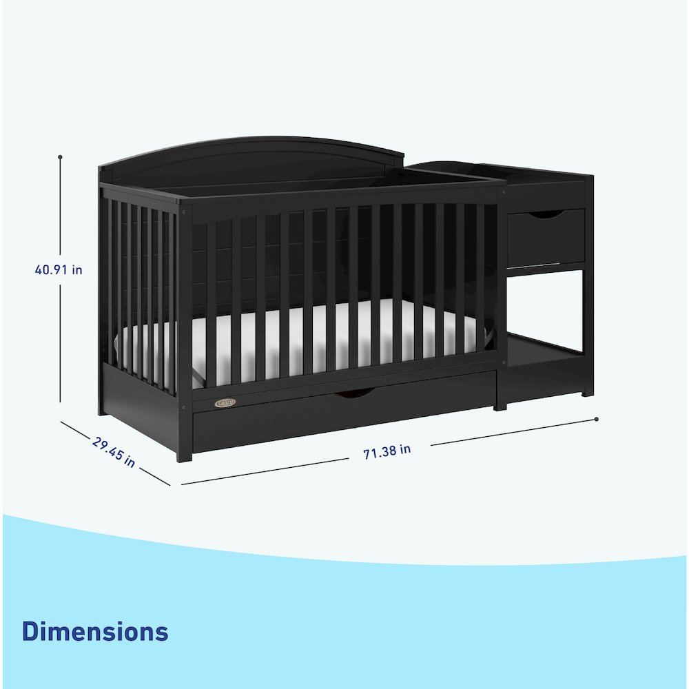 Graco Bellwood 5-in-1 Convertible Crib & Changer with Drawer (Black)
