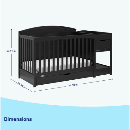Graco Bellwood 5-in-1 Convertible Crib & Changer with Drawer (Black)