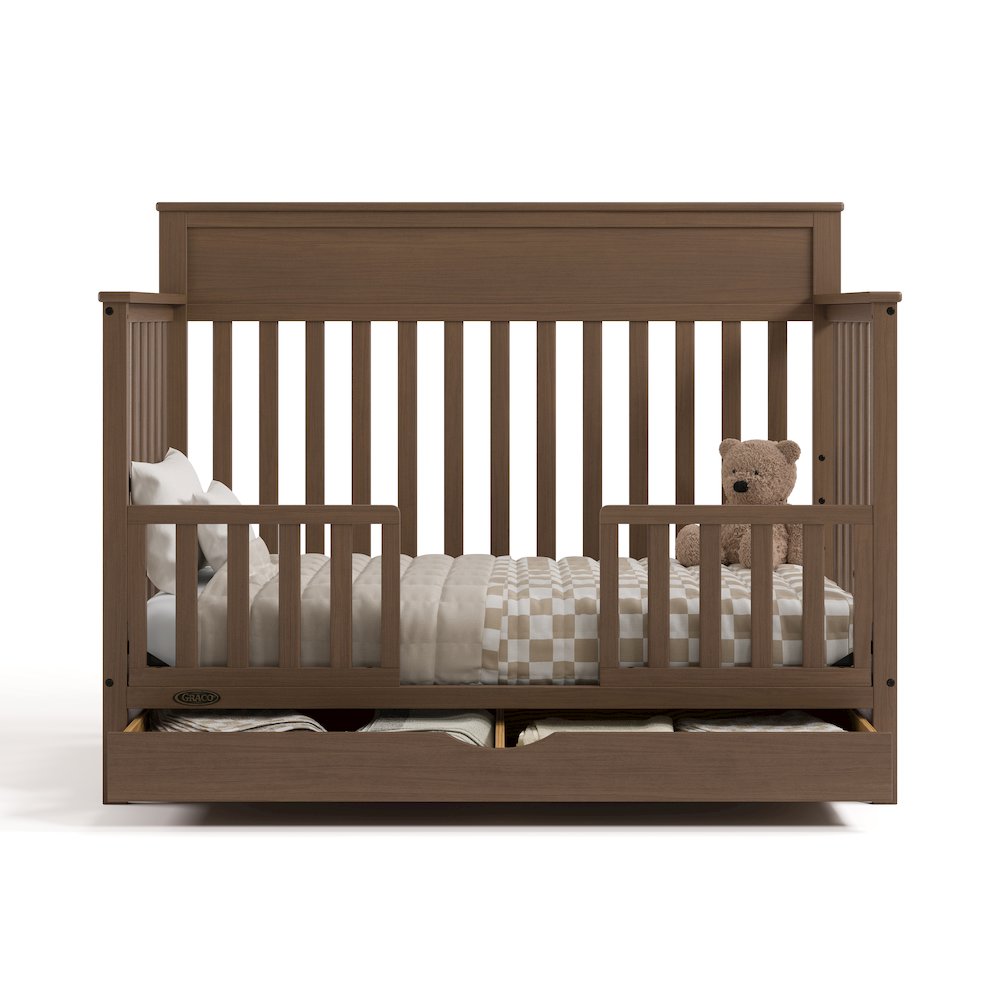 Shiloh Convertible Crib with Drawer - Hazelnut