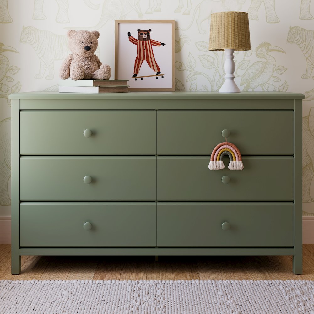 Alpine 6-Drawer Dresser- Olive