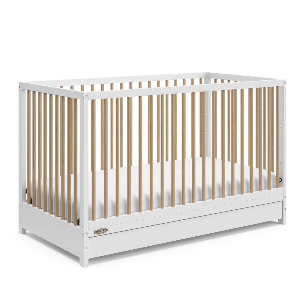 Graco Teddi 5-in-1 Convertible Crib with Drawer - White with Driftwood