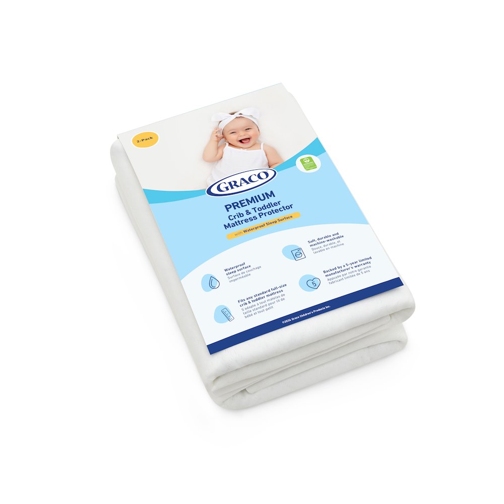 Graco Premium Waterproof Crib and Toddler Mattress Protector - 2 Pack
