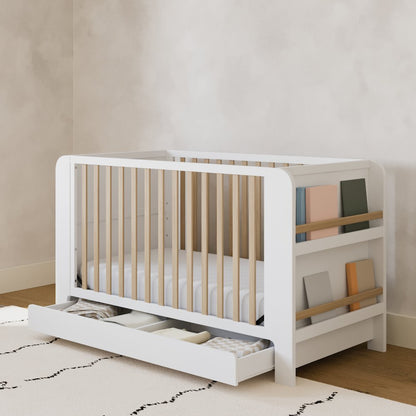 Graco Read-with-Me 4-in-1 Convertible Crib with Drawer (White with Driftwood)