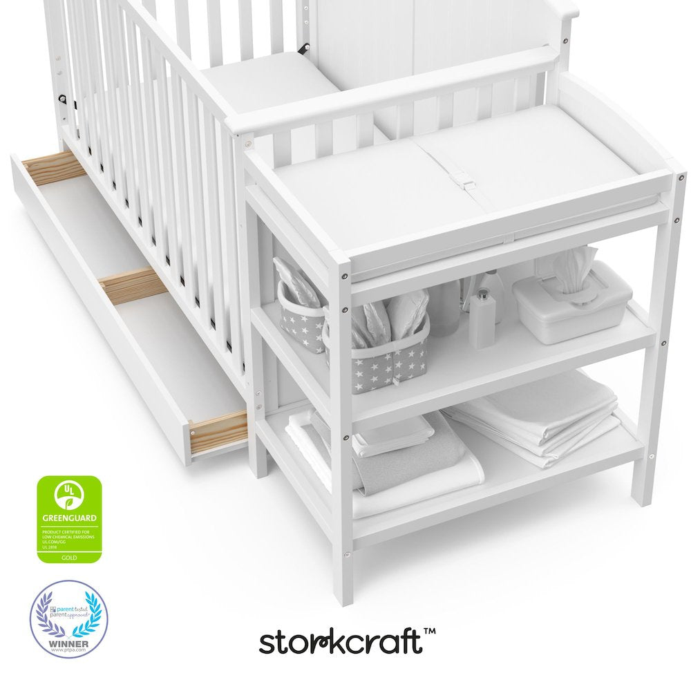 Steveston 5-in-1 Convertible Crib and Changer with Drawer - White