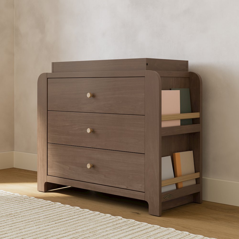 Read-With-Me 3 Drawer Chest with Topper -Hazelnut/Driftwood