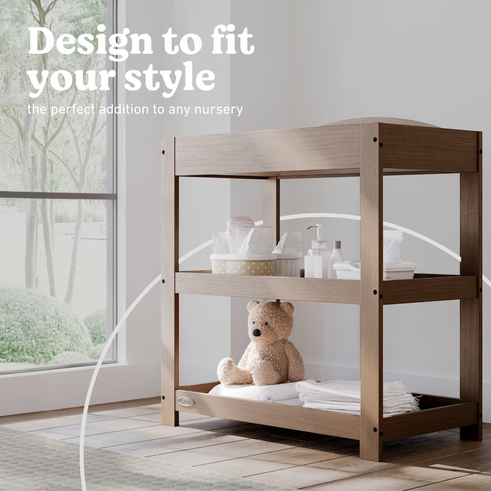 Customizable Changing Table with Water-Resistant Changing Pad - Hazelnut